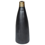 Vaso decorativo alto in terracotta nera da 53 cm Vaso da terra da tavolo con collo dorato