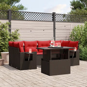 Set Divani da Giardino 7 pz con Cuscini Marrone in Polyrattan 3267764
