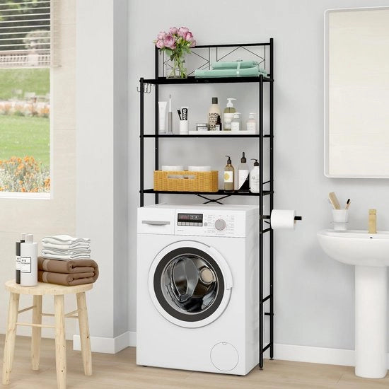 Pannello per lavatrice senza fori, pannello per bagno a 3 strati, pannello per toiletto in acciaio inossidabile, supporto per bagno spazievenditore (nero)