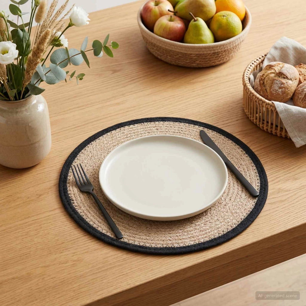 Sottobicchieri in juta 6 pz Naturale e Nero 100% Juta Tossa 42012315