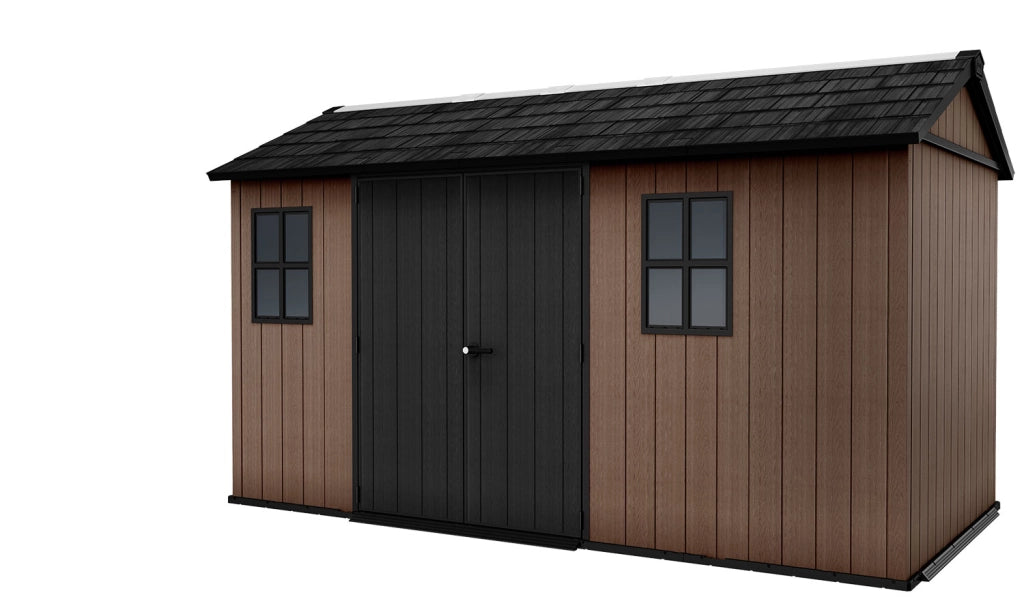 Casetta Box da Giardino 230x413x246 cm Newton Plus 7513/1375 Doppia Opzione Montaggio in Resina Evotech+ Marrone