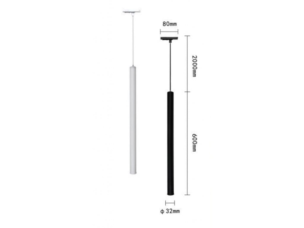 Faretto LED Pendente a Sospensione nero per Binario Monofase 3W 300lm 4000K Fascio 30° in Alluminio per Illuminazione d’Accento Interni Luce Naturale 4000K