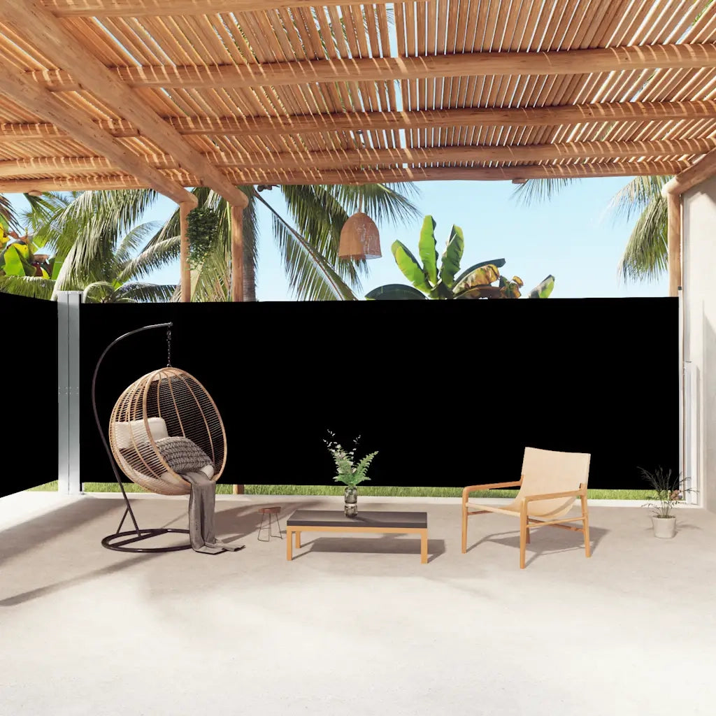 Tenda da Sole Laterale Retrattile-Tenda parasole per balcone per giardino Nera 200x1000 cm 923531