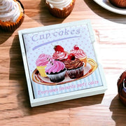 Set di 4 Sostegni in Legno - Inclusa Supporto - 10 x 10 cm - Stampa Cupcake - Protezione per Tavolo e Mobili - Pedane per Bicchieri