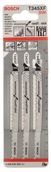 2608634993 - Set 3 lame per seghetto alternativo T 345 XF Progressor for Wood and Metal