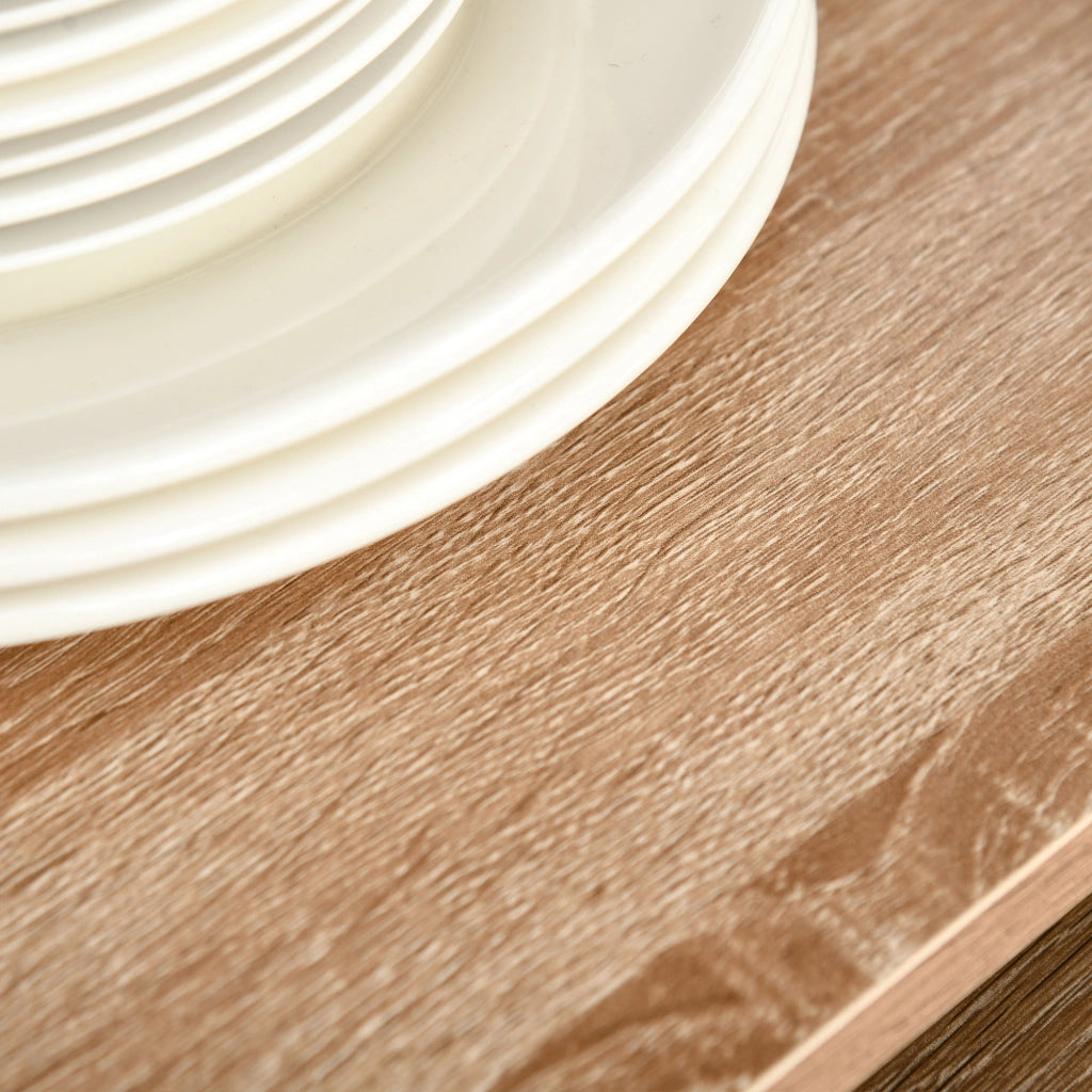 Mobiletto Microonde da Cucina 60x40x125 cm con 4 Ripiani e 4 Ganci in Acciaio e Legno Color Legno
