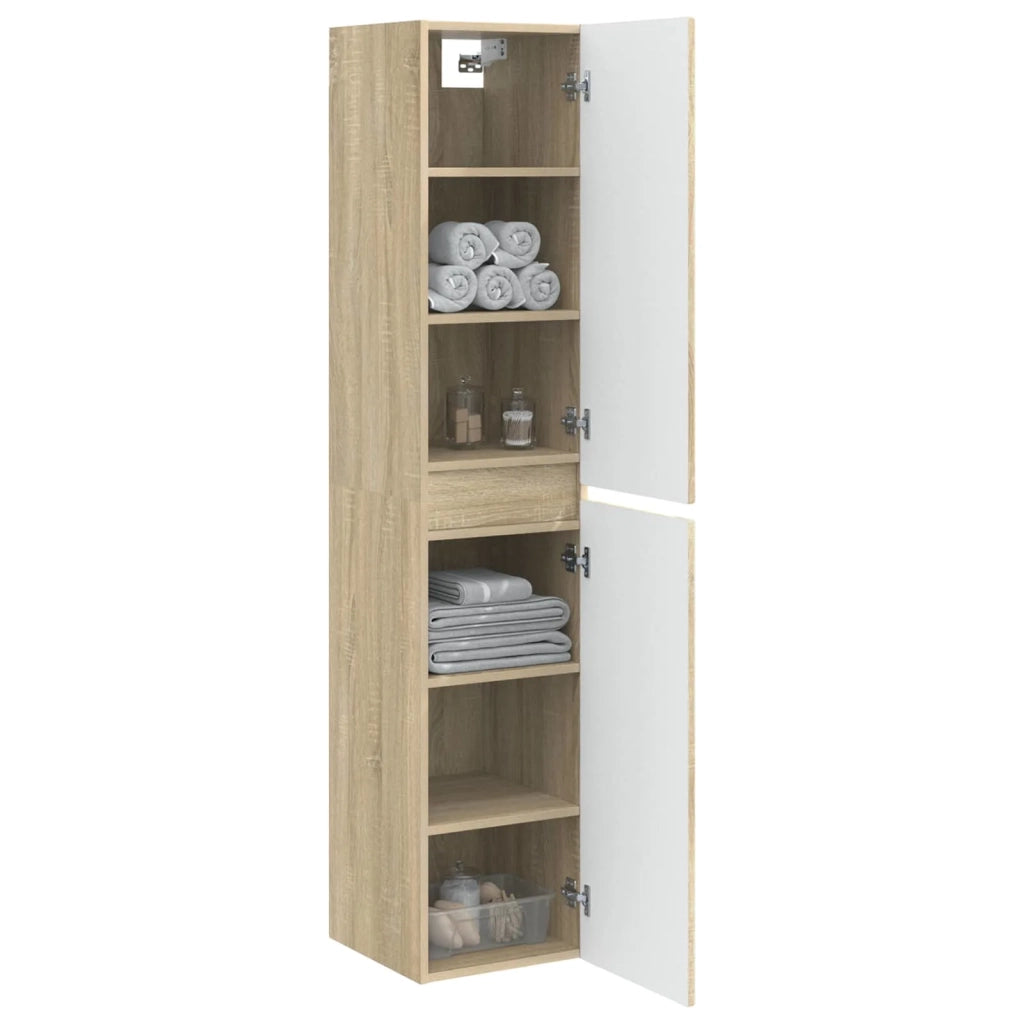 Mobiletto da Bagno a Muro Rovere Sonoma 33 x 34,5 x 160 cm 890644