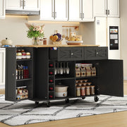Isola cucina con piano ribaltabile, 1 porta, 2 cassetti, ruote bloccabili, nero, 120 x 45(70) x 89 cm