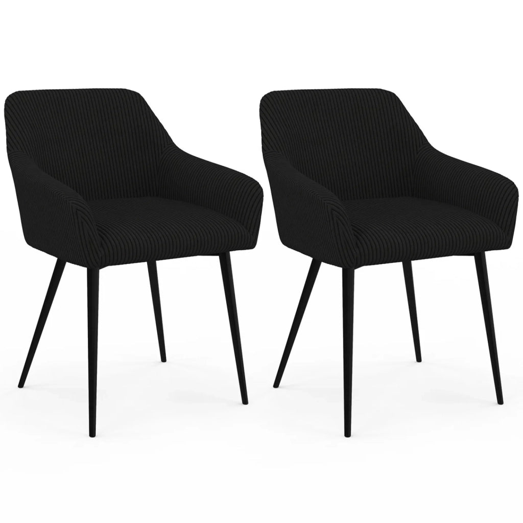 IDMarket - Set di 2 sedie da pranzo e poltrone da tavolo JANY in velluto a coste nero