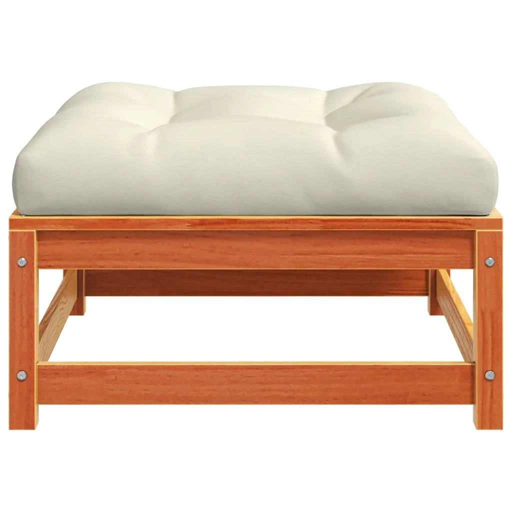 Poggiapiedi Giardino con Cuscini 2pz Marrone Cera Massello Pino 838106