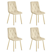 Set di 4 Sedie Libra in Velluto Beige e Gambe Oro