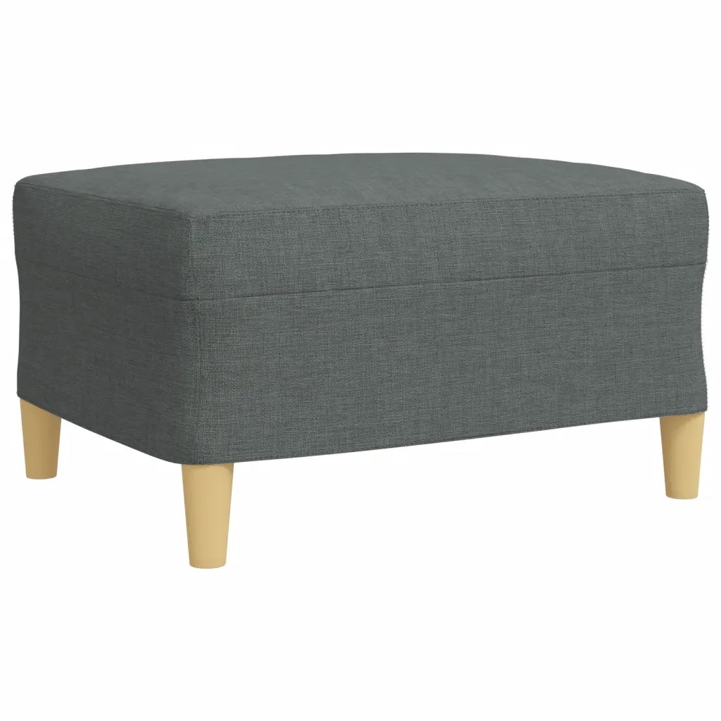 Set Divani 3 pz con Poggiapiedi e Cuscini Grigio Scuro Tessuto