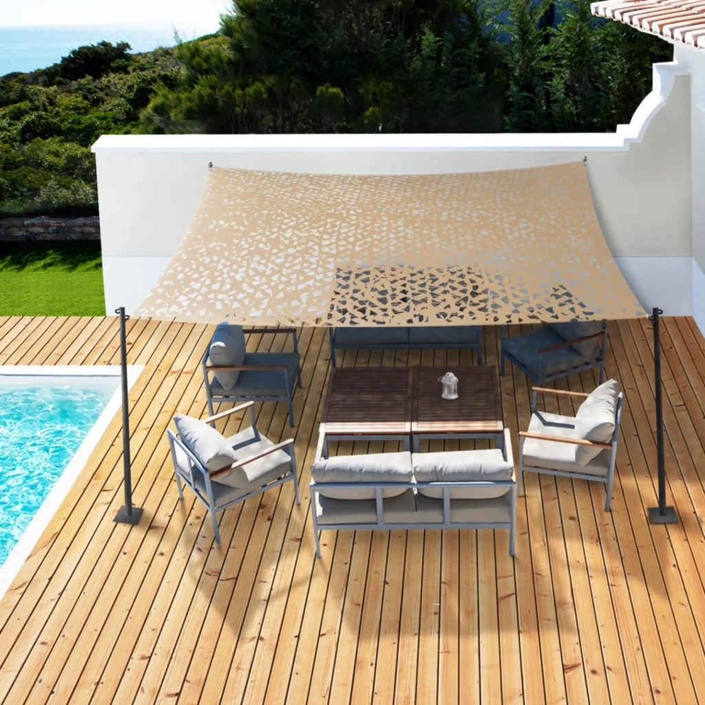 IDMarket - Tenda a vela parasole rettangolare design mimetico 3x4 M beige sabbia