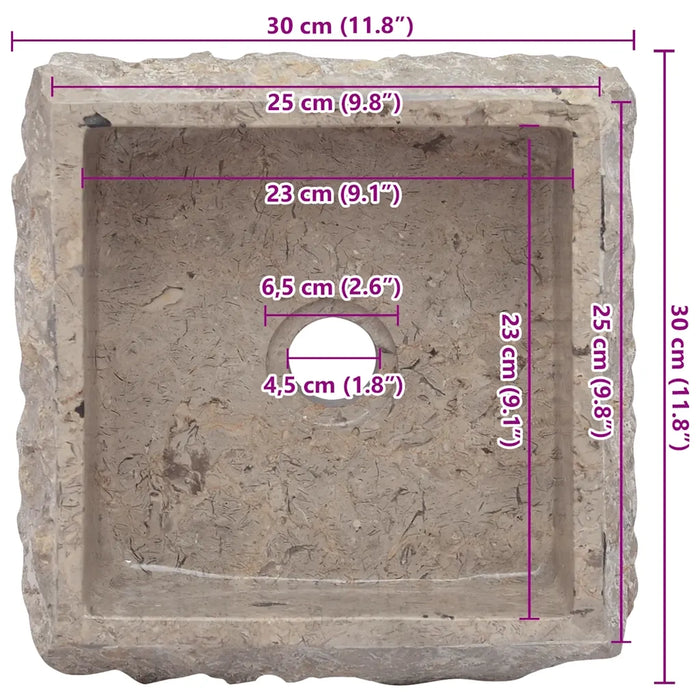 Lavandino Grigio 30x30x13 cm in Marmo 149176