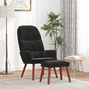 Poltrona Relax con Poggiapiedi Nera in Velluto 3315122