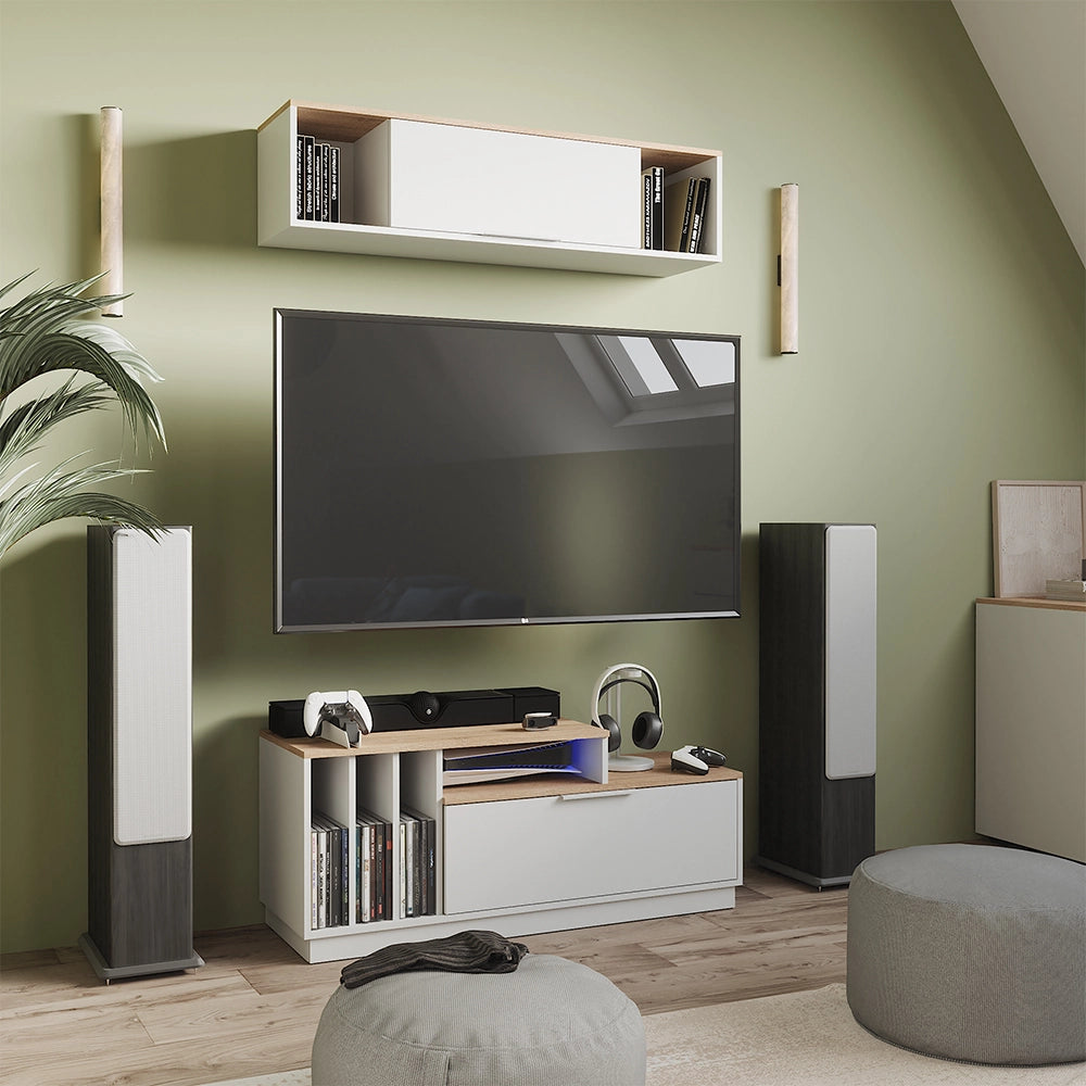Mobile TV Betti Bianco/Sonoma 120 x 49.9 cm con 1 porta Vicco