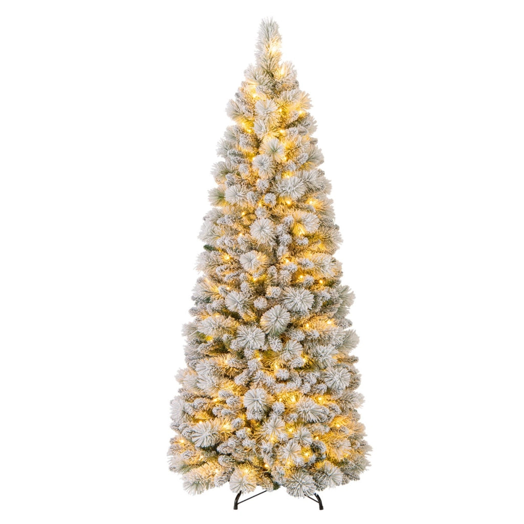 Albero di Natale pop-up 180cm con aghi di pino luci led bianco caldo sezione pieghevole, Albero decorativo artificiale-Alberi di Natale