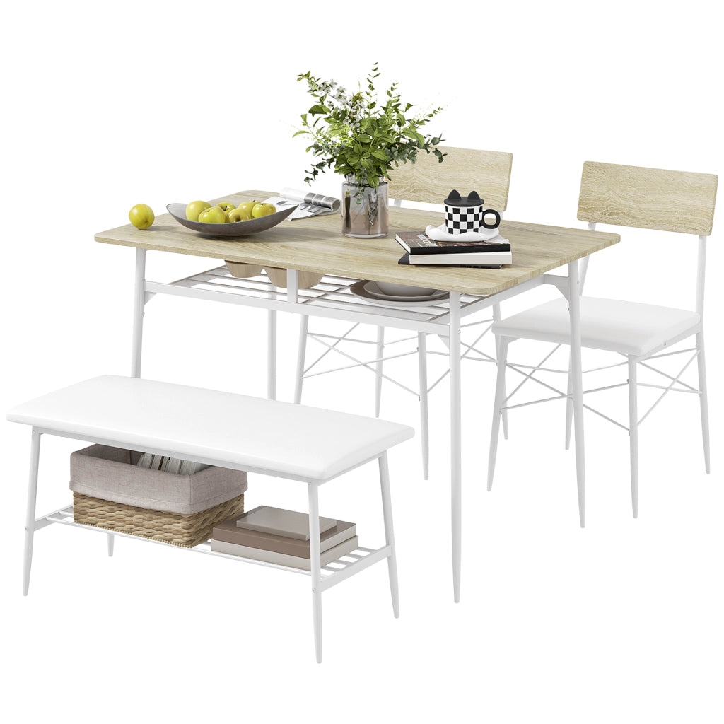 Set tavolo da pranzo allungabile con sedie e panca ¨C Minimal ¨C Legno effetto rovere, nero