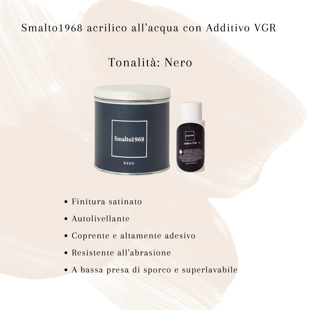 Smalto1968 base acqua vgr piastrelle ceramiche supporti difficili l 0.5 *** colore- nero, confezione 1