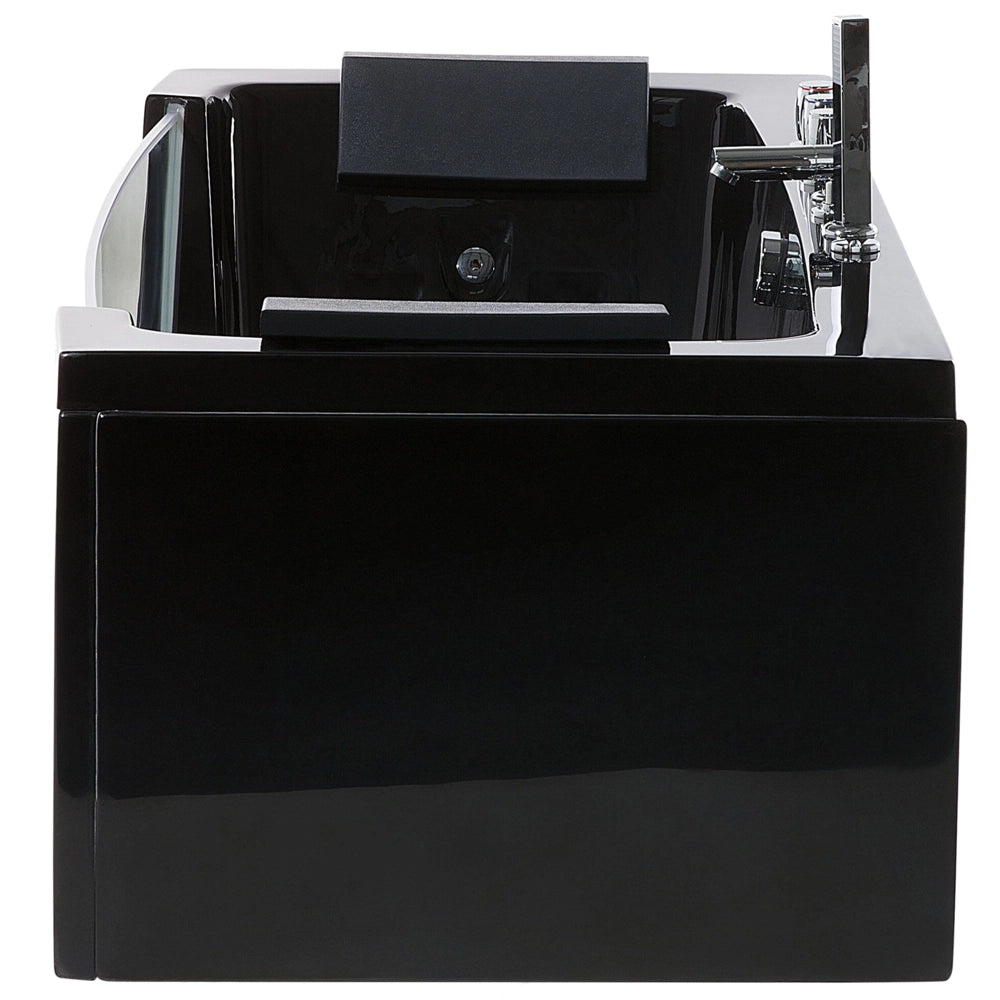 Massaggio Punti Bagno Nero Argento con LED Sanitario Acrilico e Vetro Singolo 160 x 76 cm