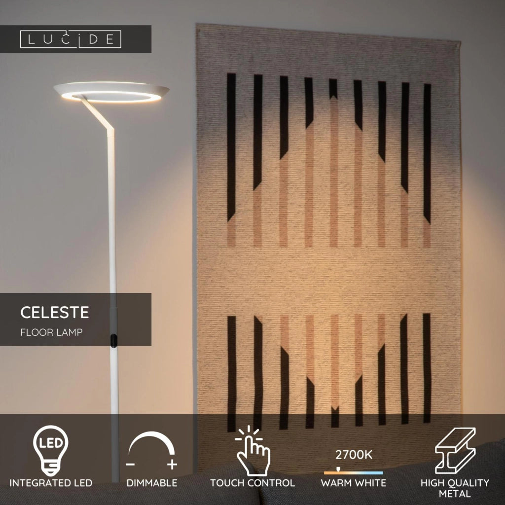 Lampada da terra LED CELESTE bianca disco Lucide