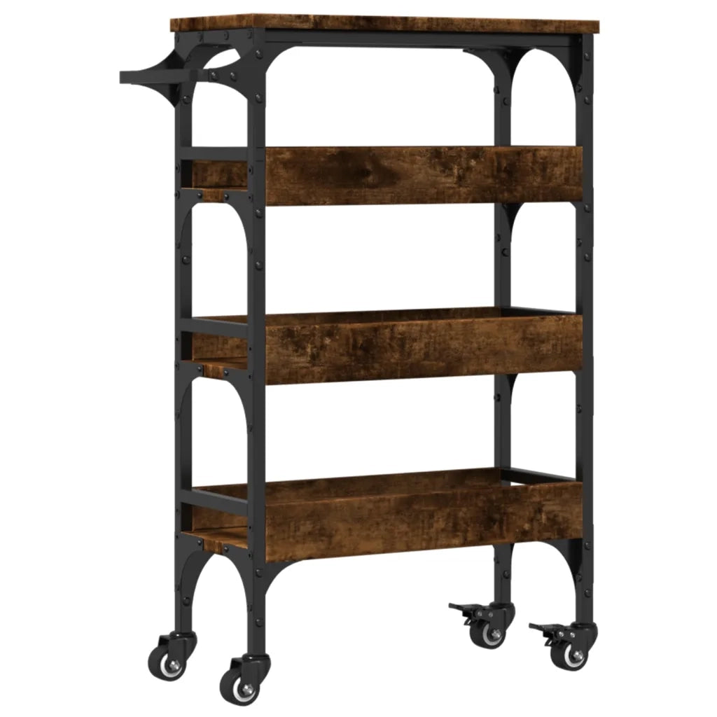 Carrello da Cucina-Scaffale per Cucina Rovere Fumo 53x20x76 cm in Legno Multistrato