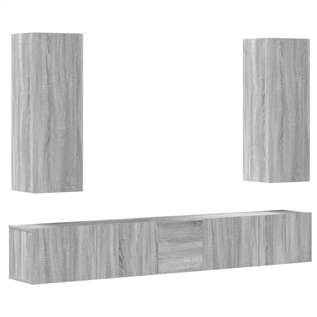 Set di Mobili Porta TV 5 pz Grigio Sonoma in Legno Multistrato 3114252