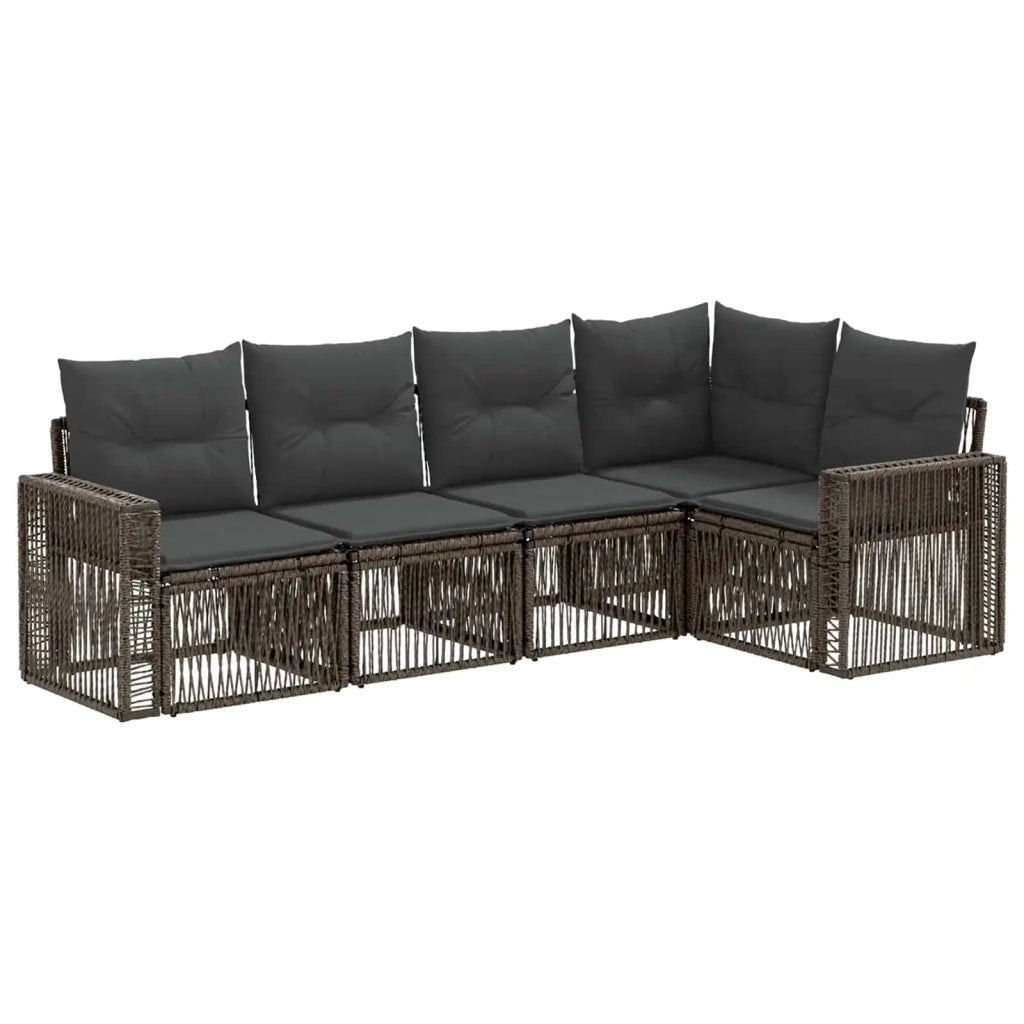 Set Divano da Giardino 5 pcs Grigio e Grigio Scuro polyrattan 3435122