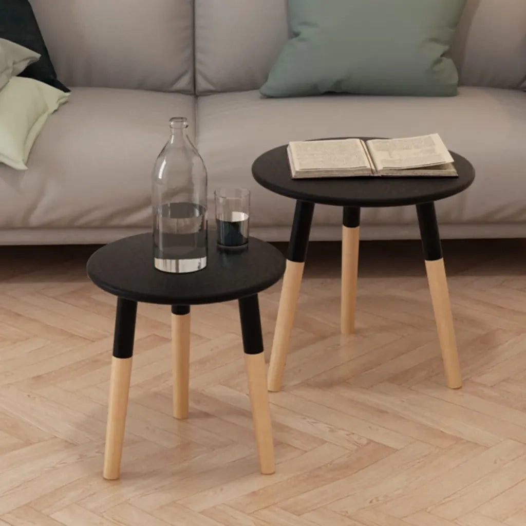 Set Tavolini 2 pz in Legno Massello di Pino Neri 244735