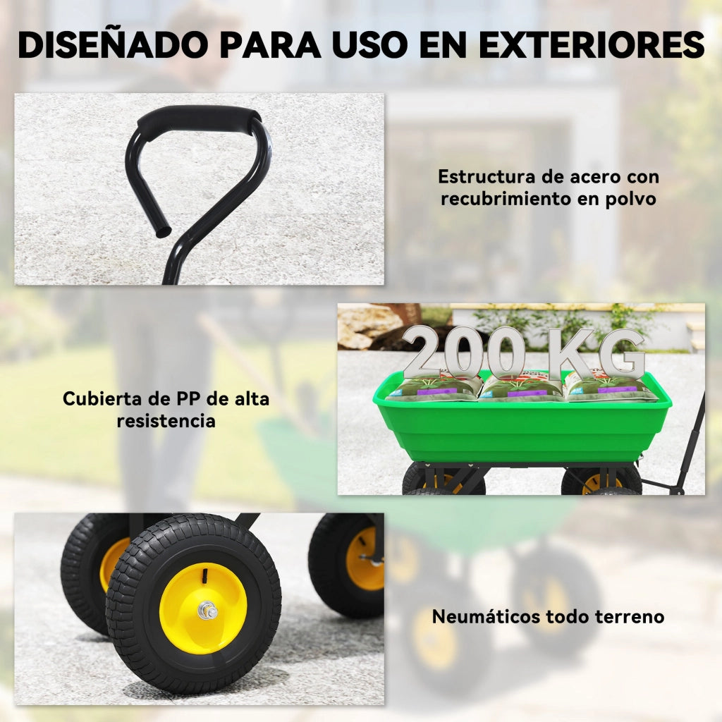 Carrello Giardino Inclinabile Verde ¨C Zephmum ¨C 109x52x94 cm