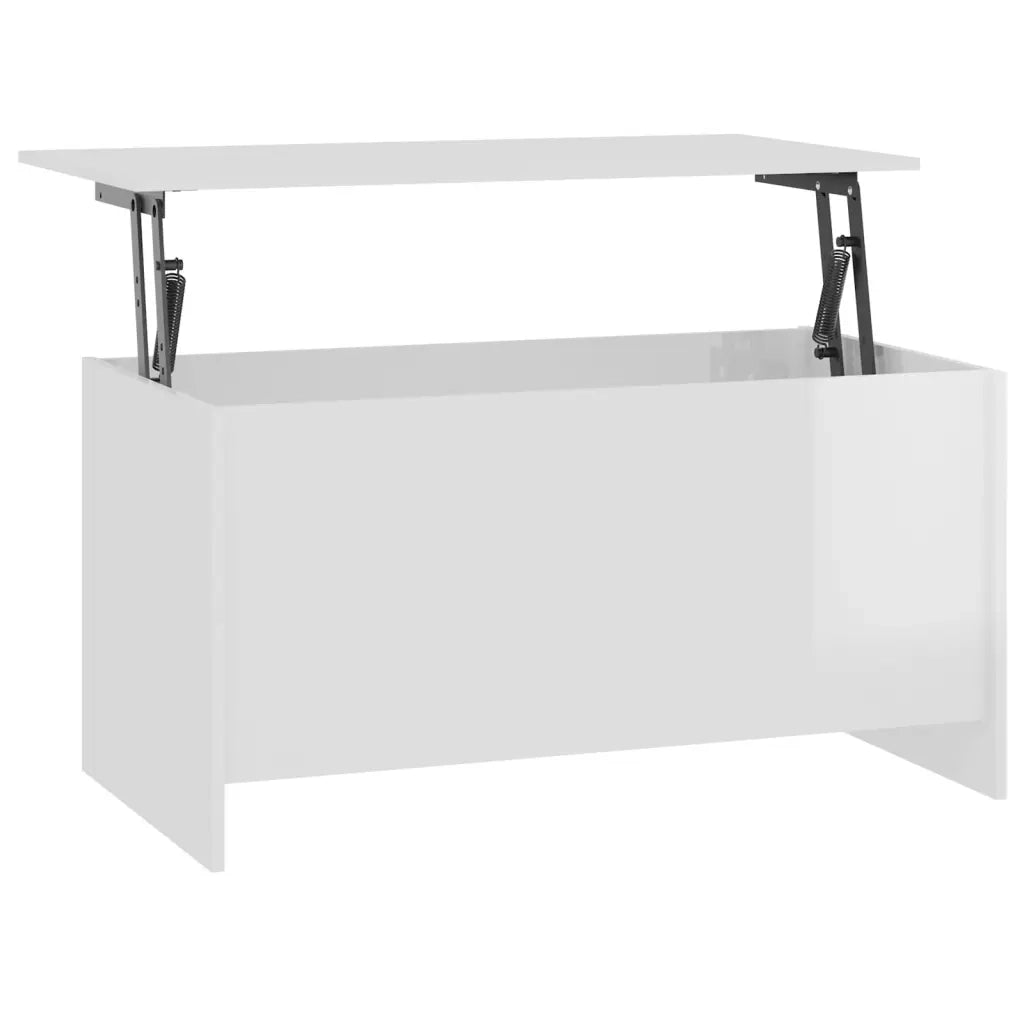 Tavolino-Tavolino da soggiorno-Tavolino da Salotto Bianco Lucido 102x55,5x52,5 cm in Legno Multistrato