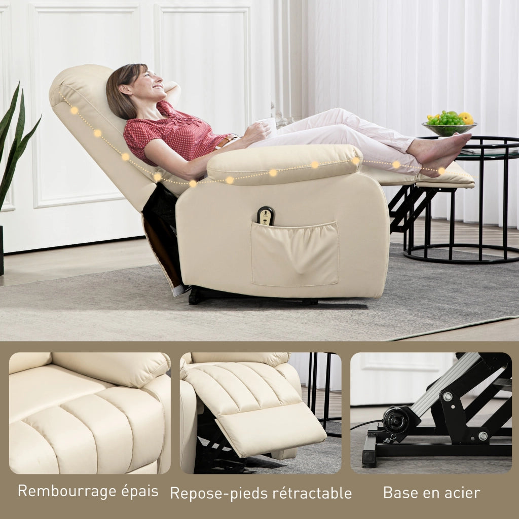 Poltrona relax reclinabile elettrica con poggiapiedi e telecomando ¨C Minimal ¨C Beige 86x92x102 cm