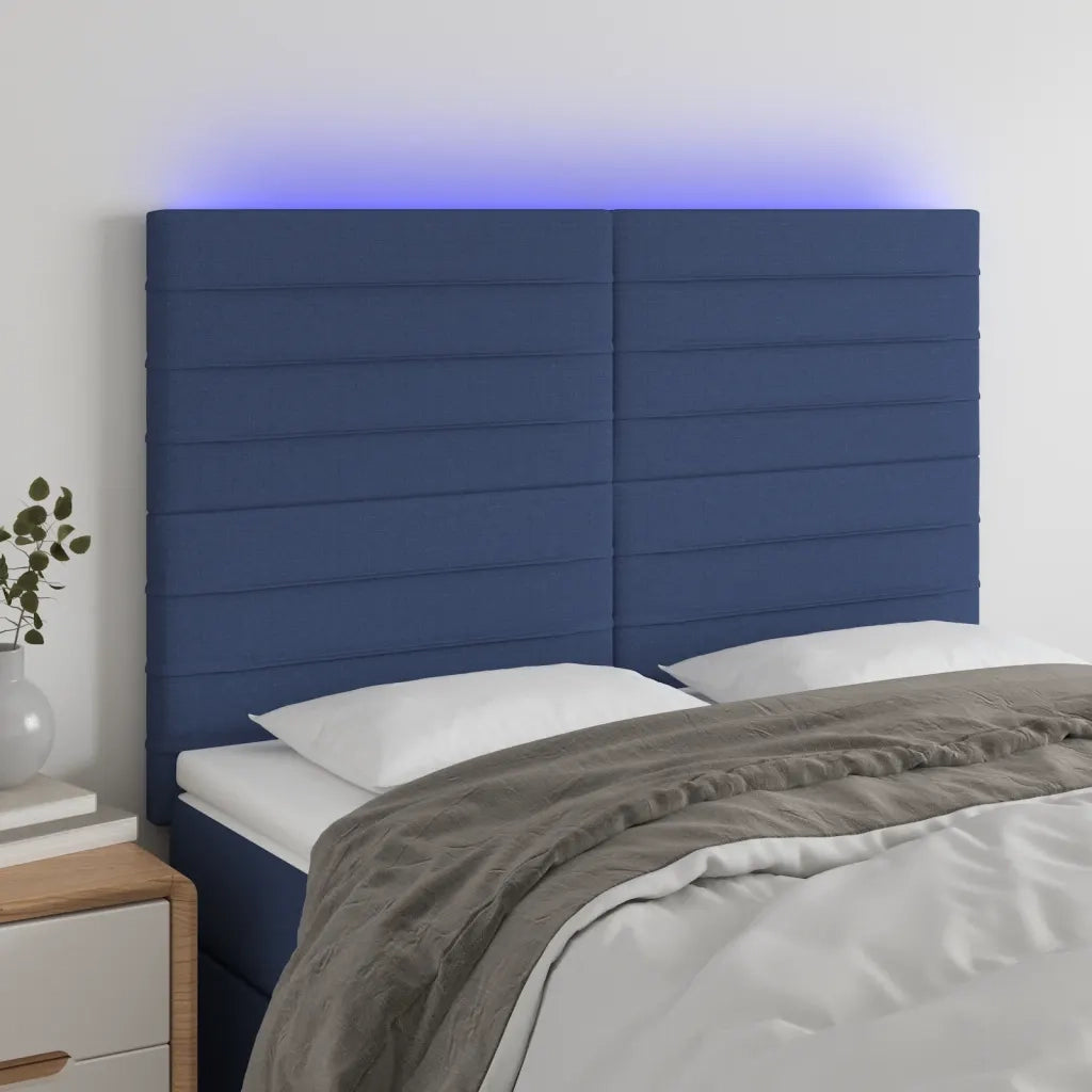 Testiera | Testata a LED Blu 144x5x118/128 cm in Tessuto