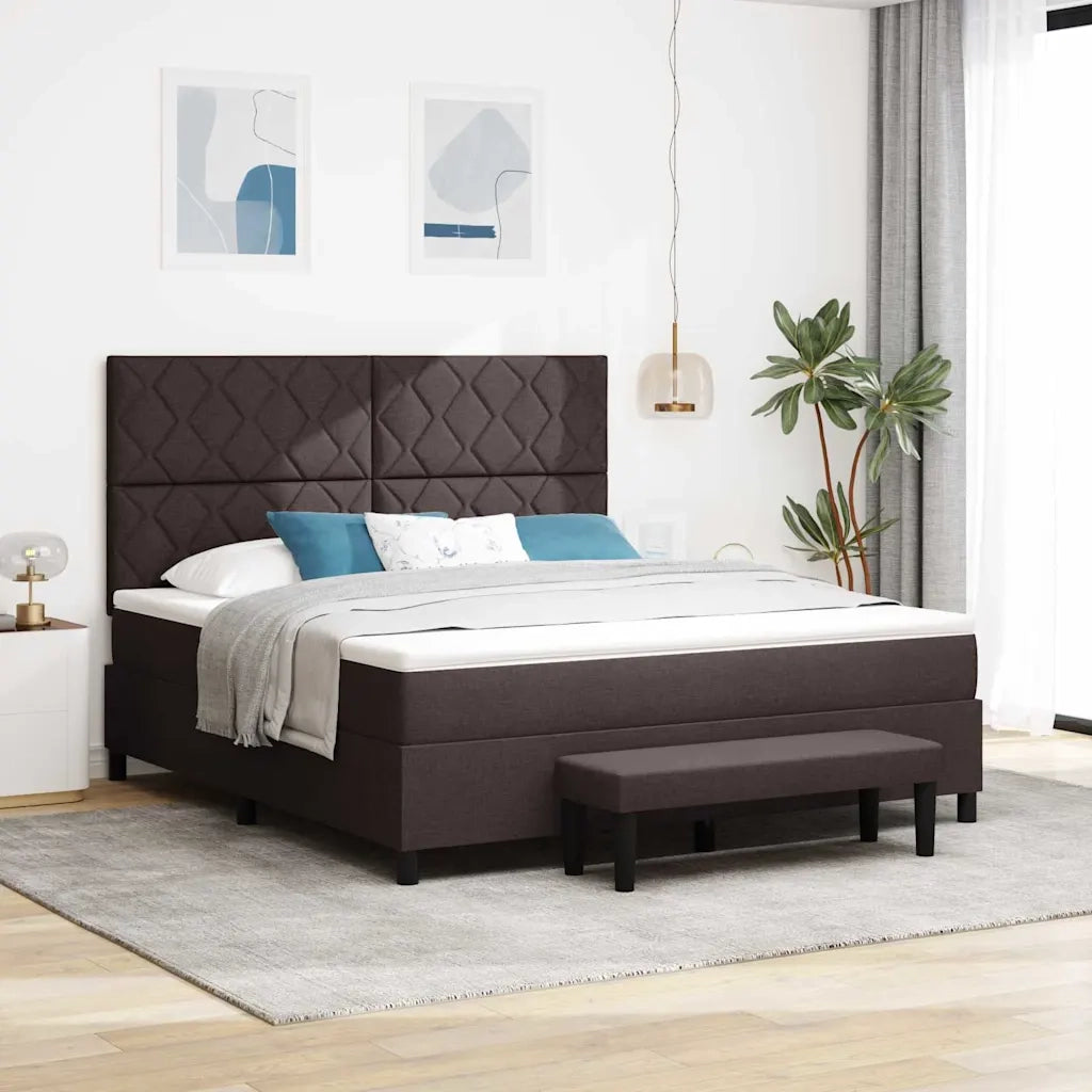 Letto a molle con materasso Marrone Scuro 180 x 200 cm Tessuto 3344166