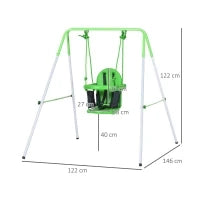 Altalena per Bambini 6-36 Mesi da Giardino e Salotto in Acciaio e PE, 122x146x122 cm, Verde