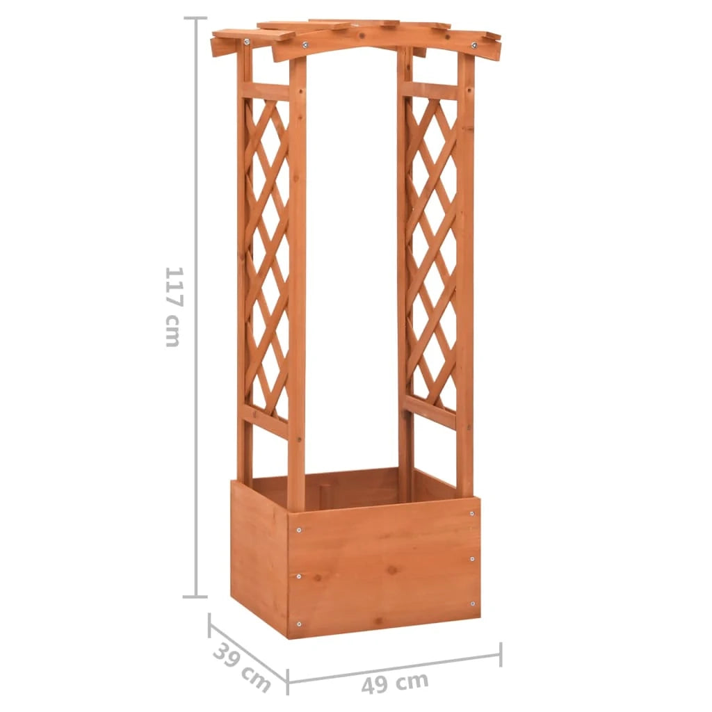 Vaso per fioriera aiuola rialzata piante fiori terrazza traliccio giardino con arco 49 x 39 x 117 cm legno di abete marrone 02_0038850