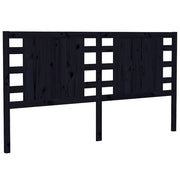 Testiera | Testata per Letto Nera 146x4x100 cm in Legno Massello di Pino