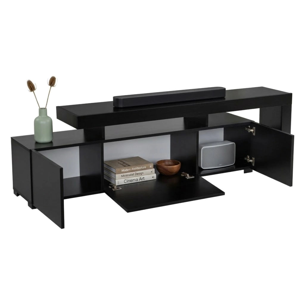 Trasacco, Mobile Porta tv un Ripiano, 192x37x53h cm Nero