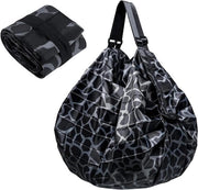 Borsa da Spalla Portatile Ripiegabile Reutilizzabile con Disegno di Leopardo per Shopping e Viaggi