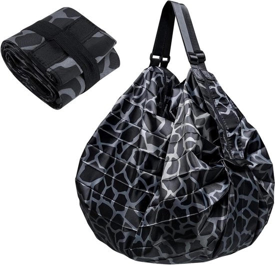 Borsa da Spalla Portatile Ripiegabile Reutilizzabile con Disegno di Leopardo per Shopping e Viaggi