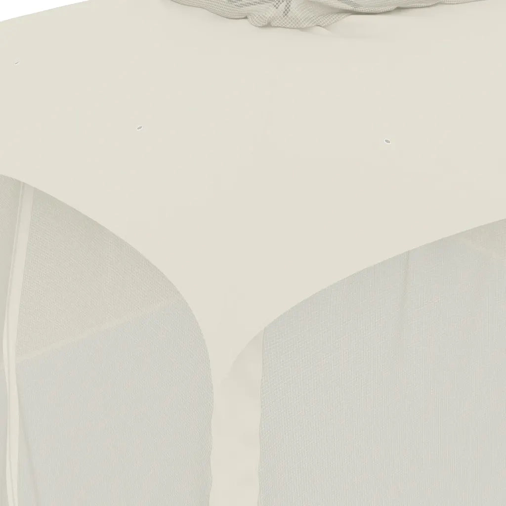Gazebo con Tetto Doppio e Pareti Rete Crema 3,93x2,93 m Acciaio