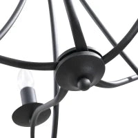 Lampadario a Soffitto Stile Rustico, Acciaio Intrecciato Nero con 5 Candelieri Regolabili e Pieghevoli Ф58 x 45cm