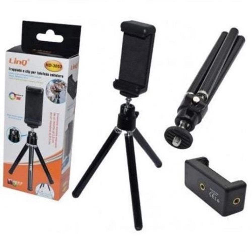 Trade Shop - Treppiedi Treppiede Tripod Con Clip Per Cellulari Smartphone Linq Hd-3053 -