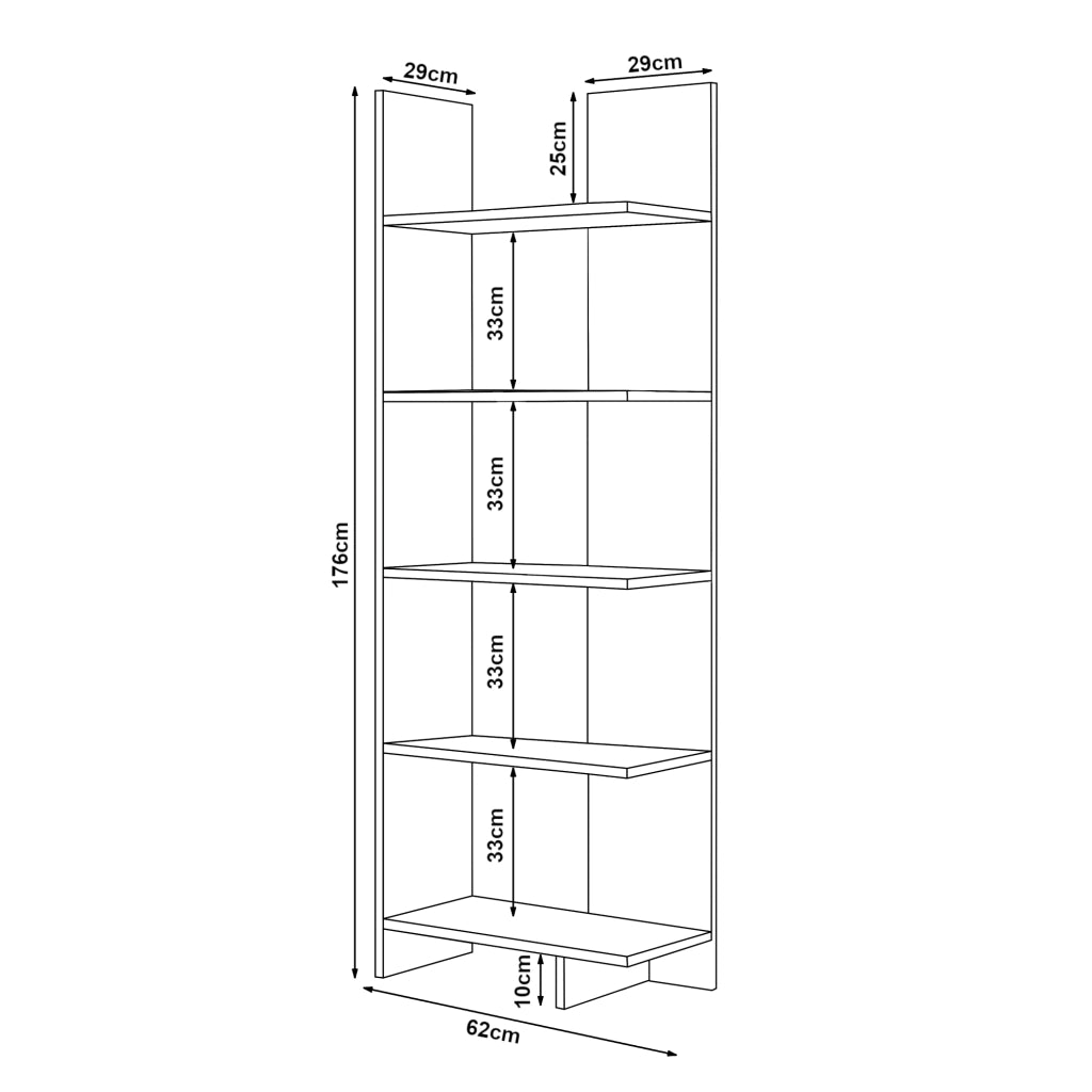 Libreria Vireftere a 5 Ripiani 176 x 62 x 29 cm - Effetto Legno [en.casa]