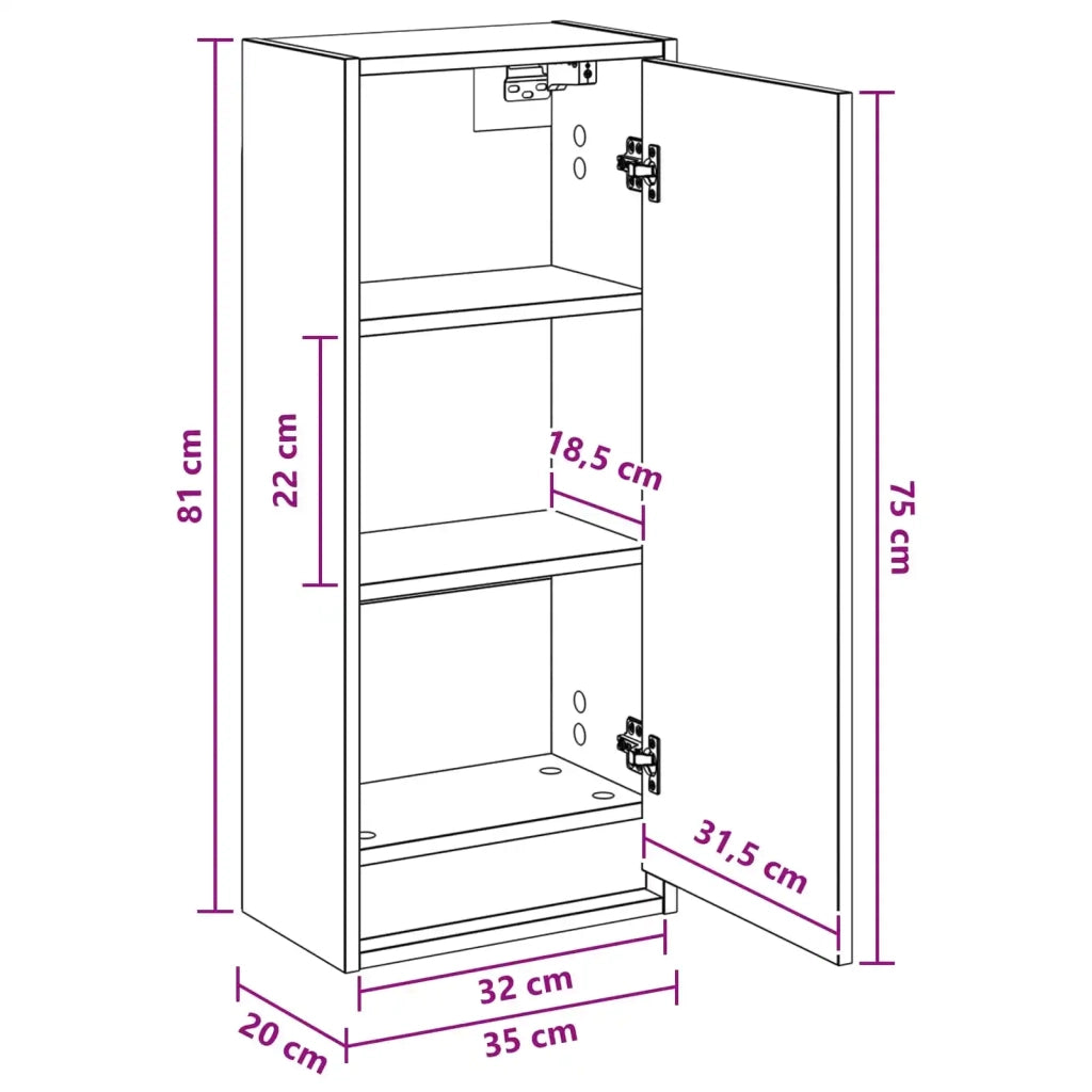 Mobile lavabo da parete Bianco 35 x 20 x 81 cm