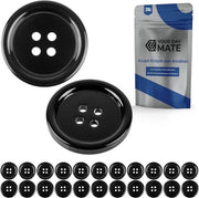 Bottoni per abbigliamento, 24 pezzi, 4-gatti, Ø 25,4 mm, in nero, realizzati in poliestere, misura 40L, bottoni di chiusura per giacche, mantelli, camicie, polo, DIY-bottoni di plastica, bottoni per bucato, bottoni base, bottoni per hobby