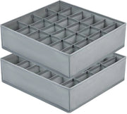Sette 2 pezzi per contenitore di archiviazione per calze, organizzatore 24 viti da parete, contenitore pieghevole per calze, sistema di organizzazione per la cassettiera, organizzatore per la vestiarium per calze, mutande, cinture