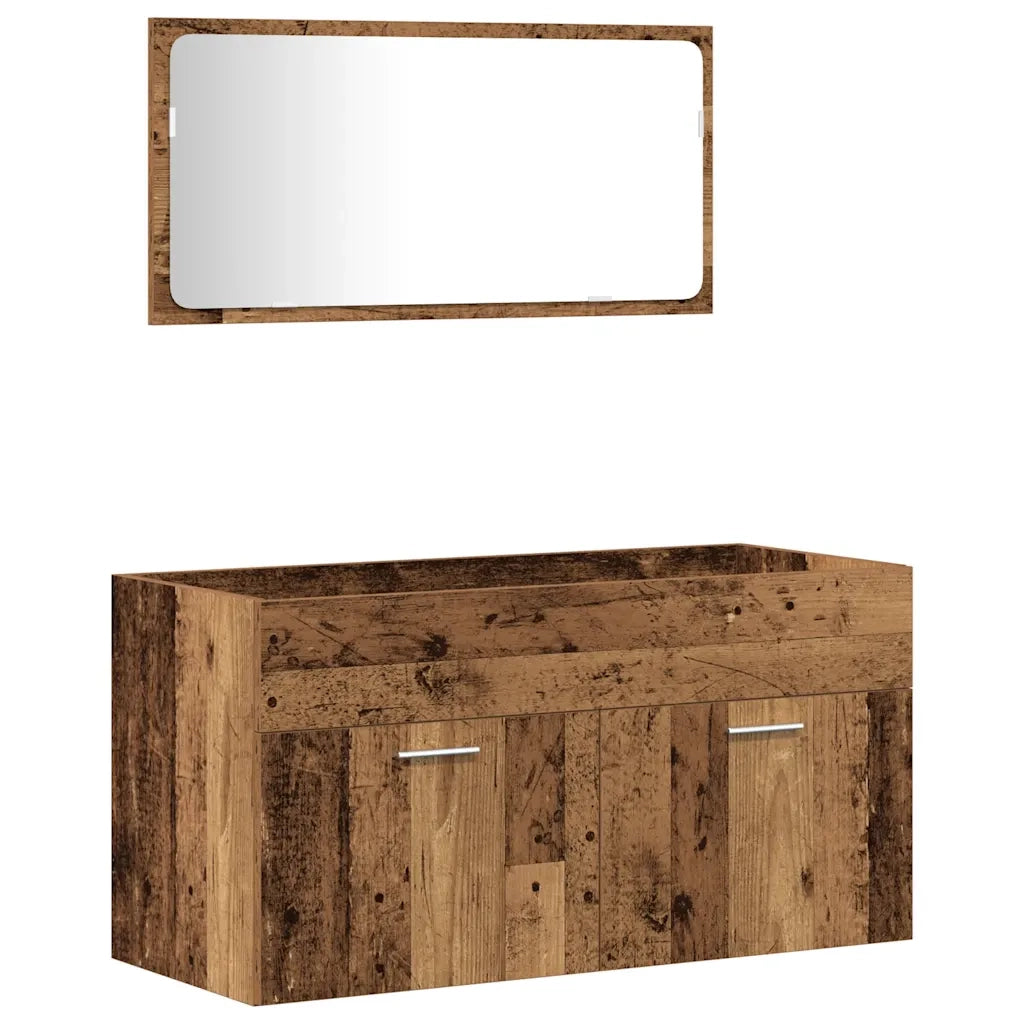 Set Mobili da Bagno 4 pz Legno Antico in Legno Multistrato 3328595