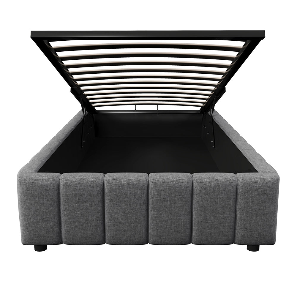 Letto singolo-Xylo-90x200 cm-idraulico, senza testiera, grigio