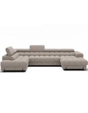Divano panoramico convertibile Beige chiaro angolo sinistro FERARIA 358x93x202cm